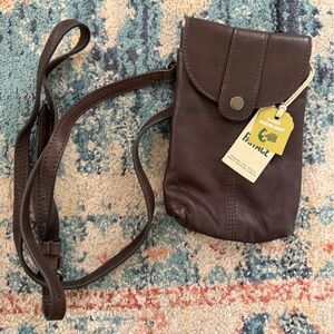 Fatface Dark Brown Mini Crossbody Phone Bag